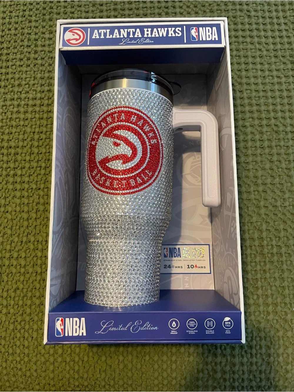 NIB, NBA Bling Stainless Steel Cup - Atlanta Hawks Logo
